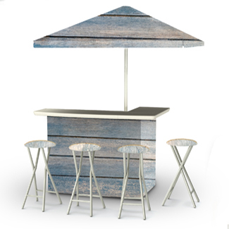 5' Tiki Bar Blue with Umbrella and 4 stools